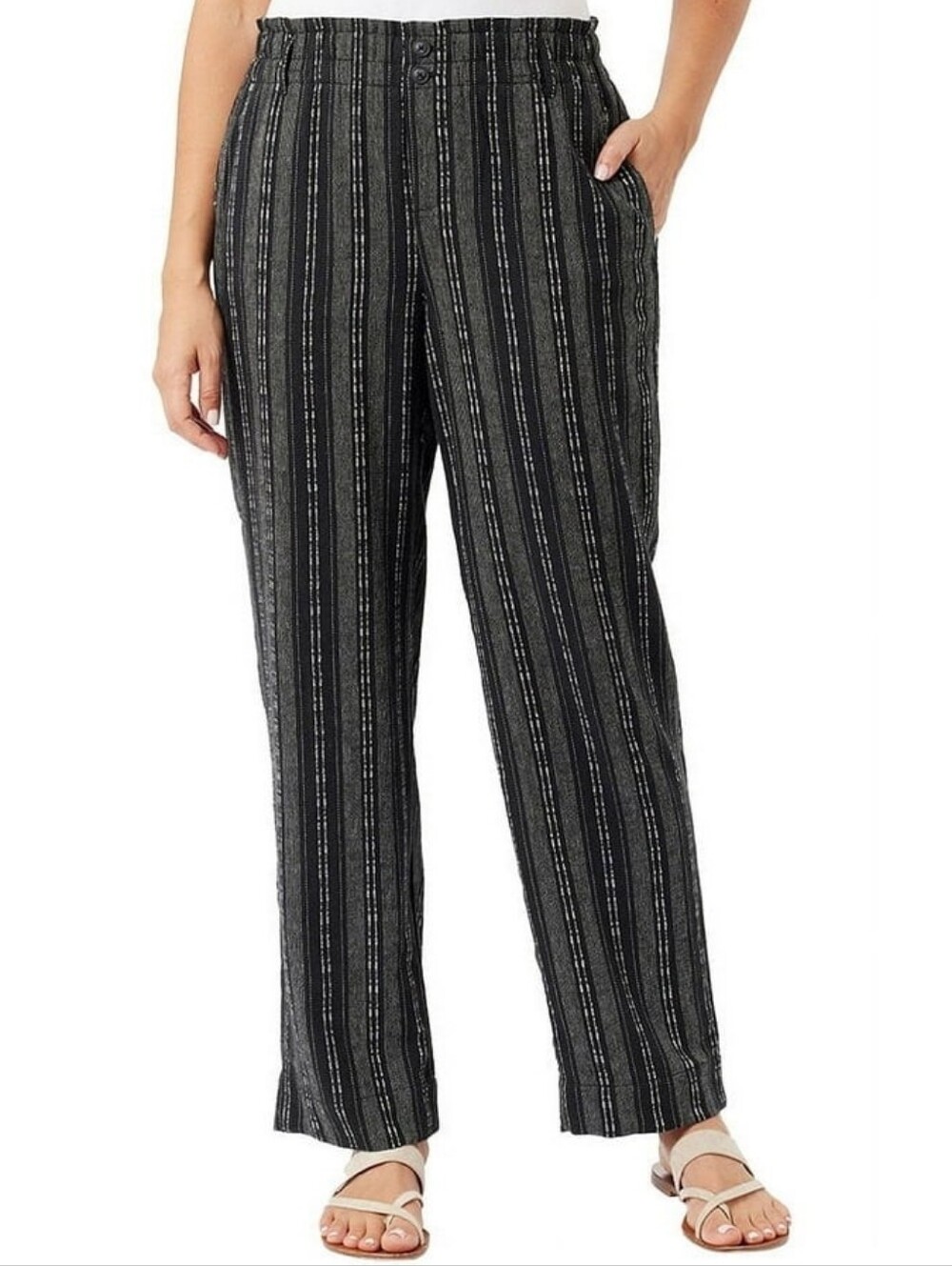 Briggs New York Black and White Stripe Pull-On Joggers